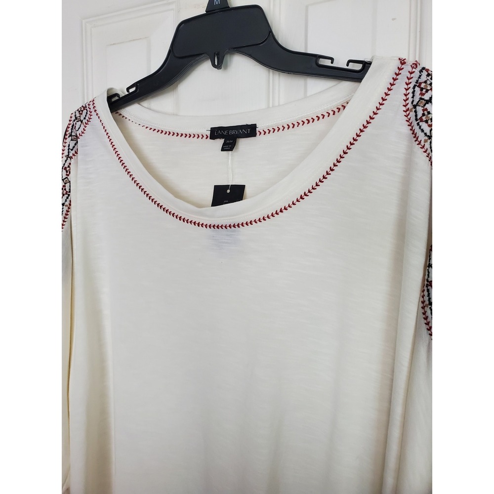 New Lane Bryant Cold Shoulder Top Ivory Embroidered Boho Chic Plus Size 14/16